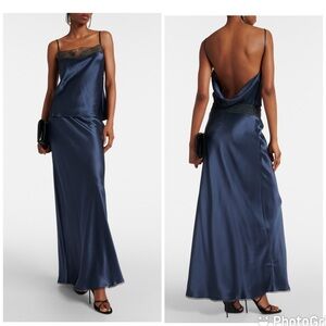 NEW SIR. Aries Silk Lace Cami Top and Silk Bias Maxi Skirt Ink SET 2 / Medium